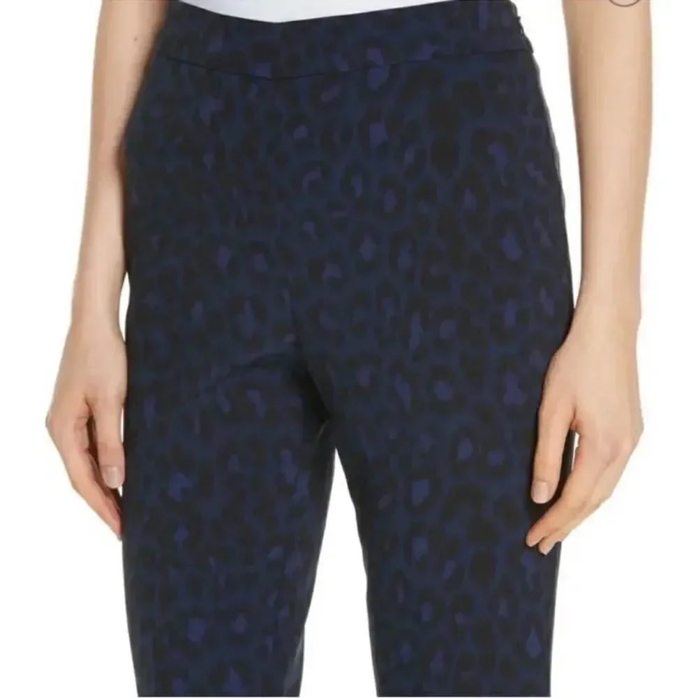 kate spade 16 Wild Ones Navy Blue Black Leopard Print Ankle Cropped Slacks